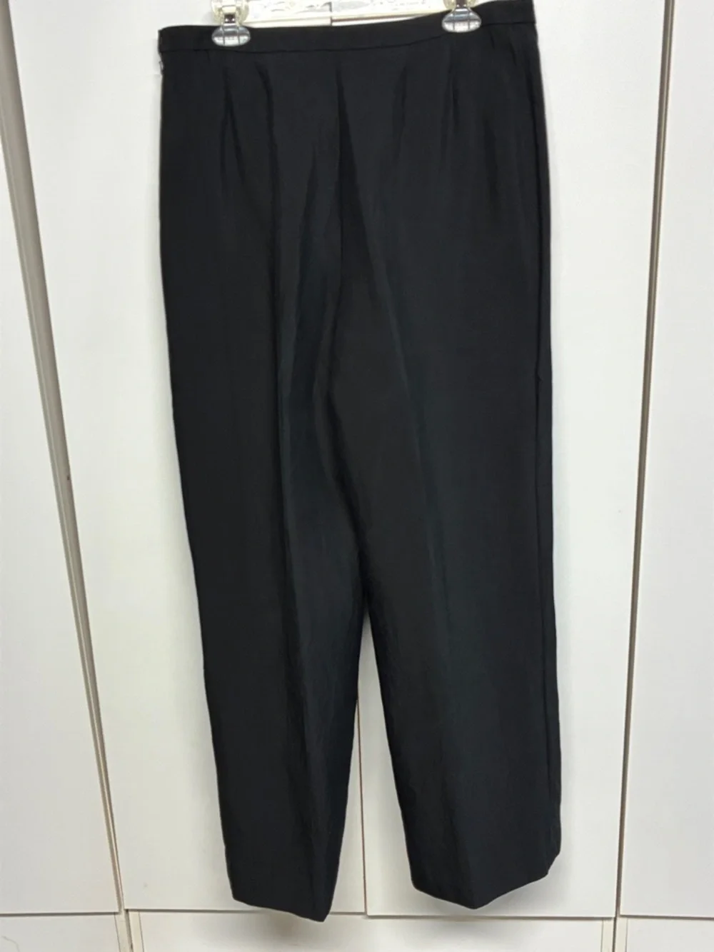 Ellen Tracy Black Wide Leg Silk Dress Pants Career Trousers Waist 34